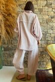 Sundaze Cheesecloth Chalk Stripe Boyfriend Shirt Rose